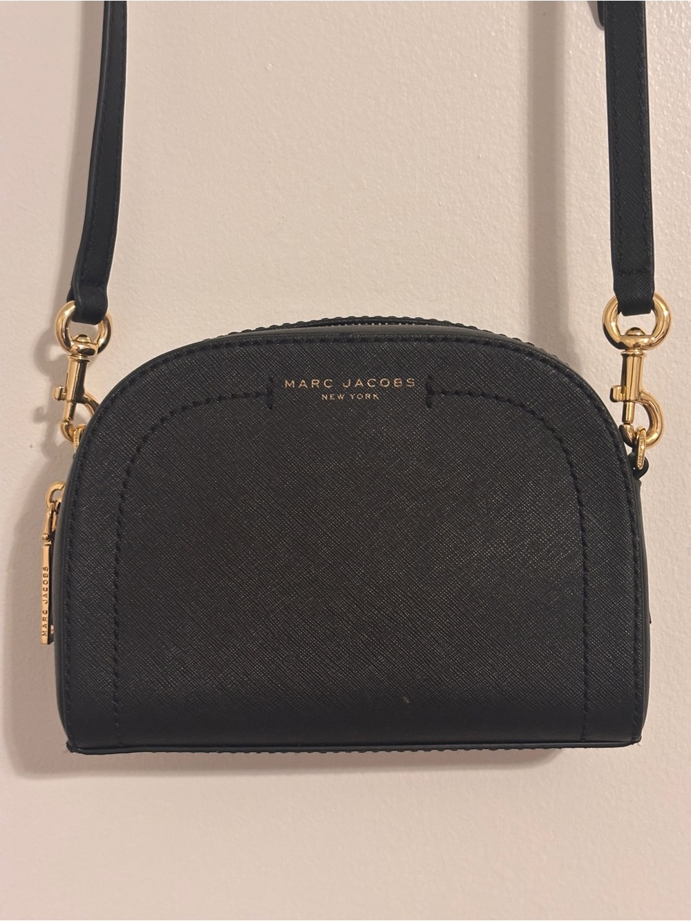 Marc Jacobs Black Saffiano Dome Crossbody with Gold Hardware - Picture 2 of 11